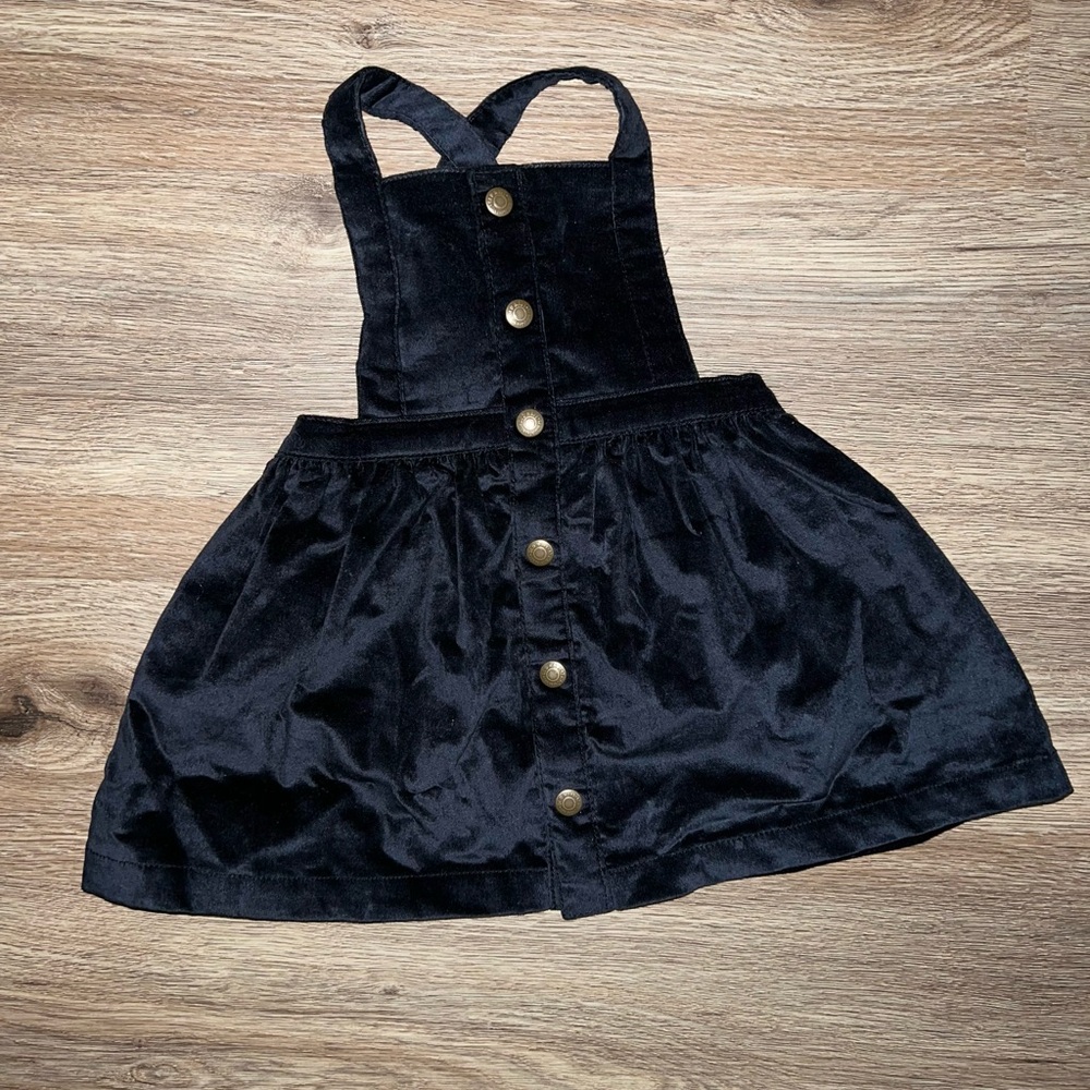 Old Navy Black Velvet Button-Front Dress 12-18 months